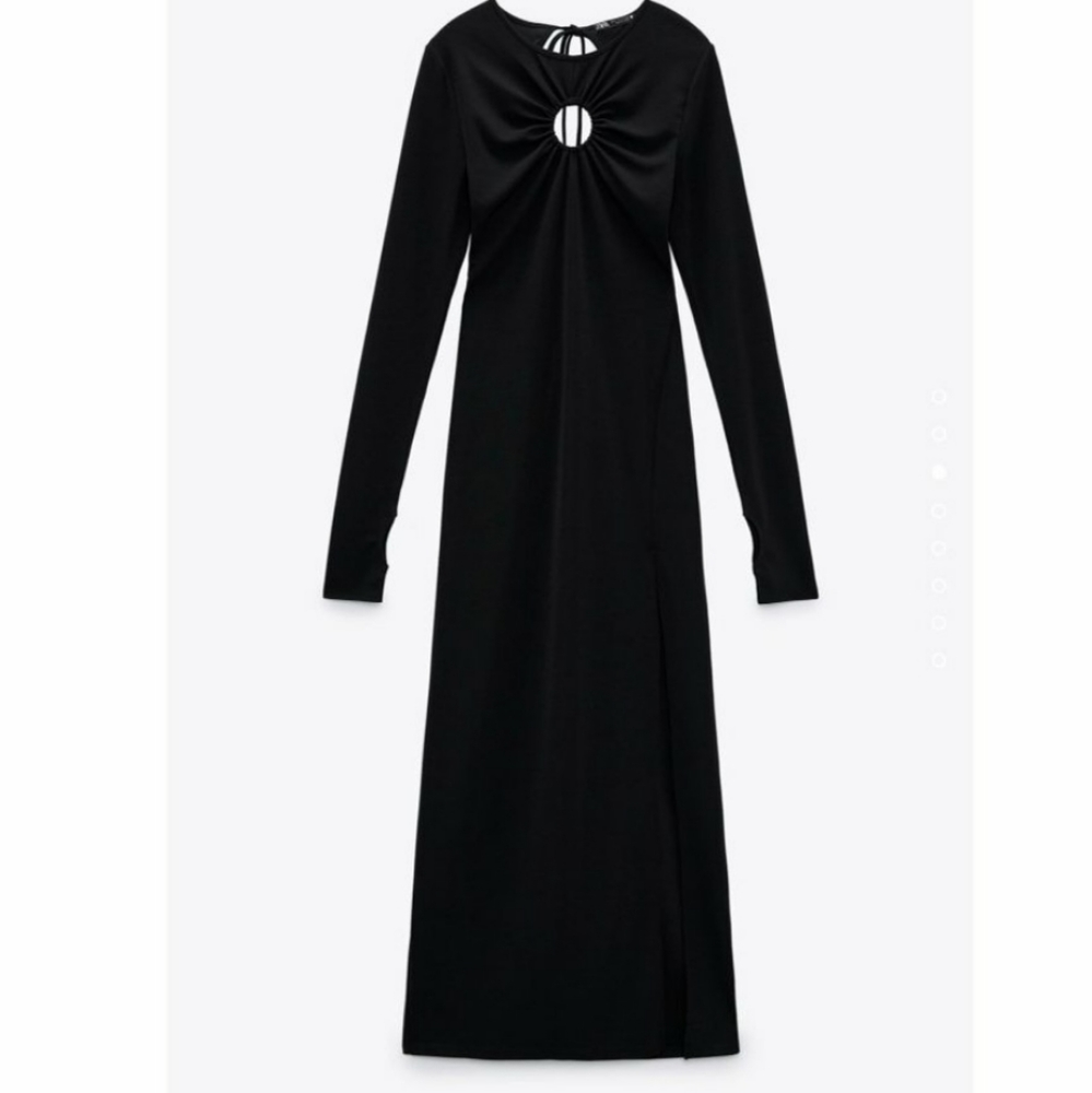 Zara cut out black midi dress NWT
